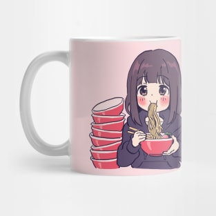 I draw cute anime girl eating ramen / Menhera Shoujo Kurumi-chan Mug